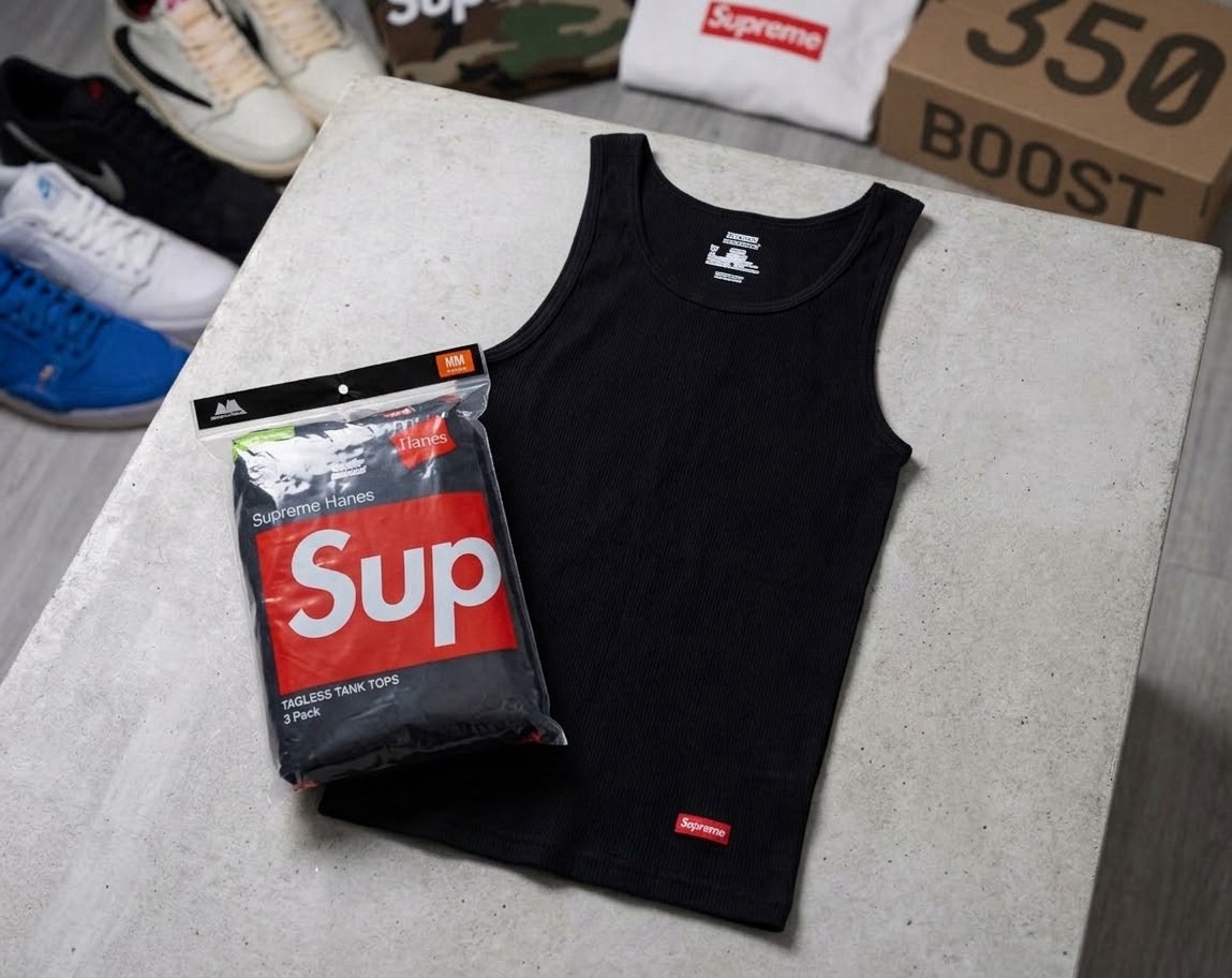 Supreme x Hanes Tank Tops Black Red Box Logo (3 Pack) Size Large Supreme x Hanes Tank Tops Black Red Box Logo (3 Pack) Size Large