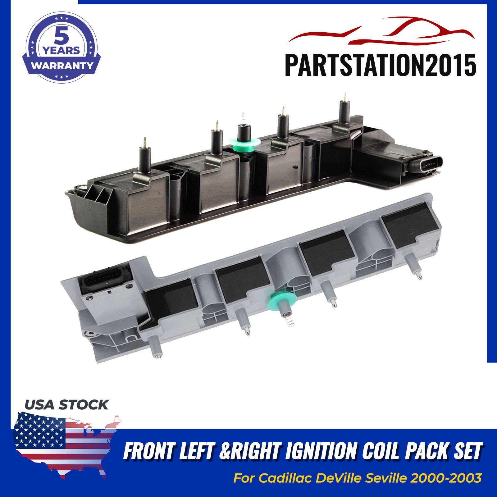 2PCS FOR Cadillac Oldsmobile Ignition Coil Pack Front Left&Right 1104075 1104076