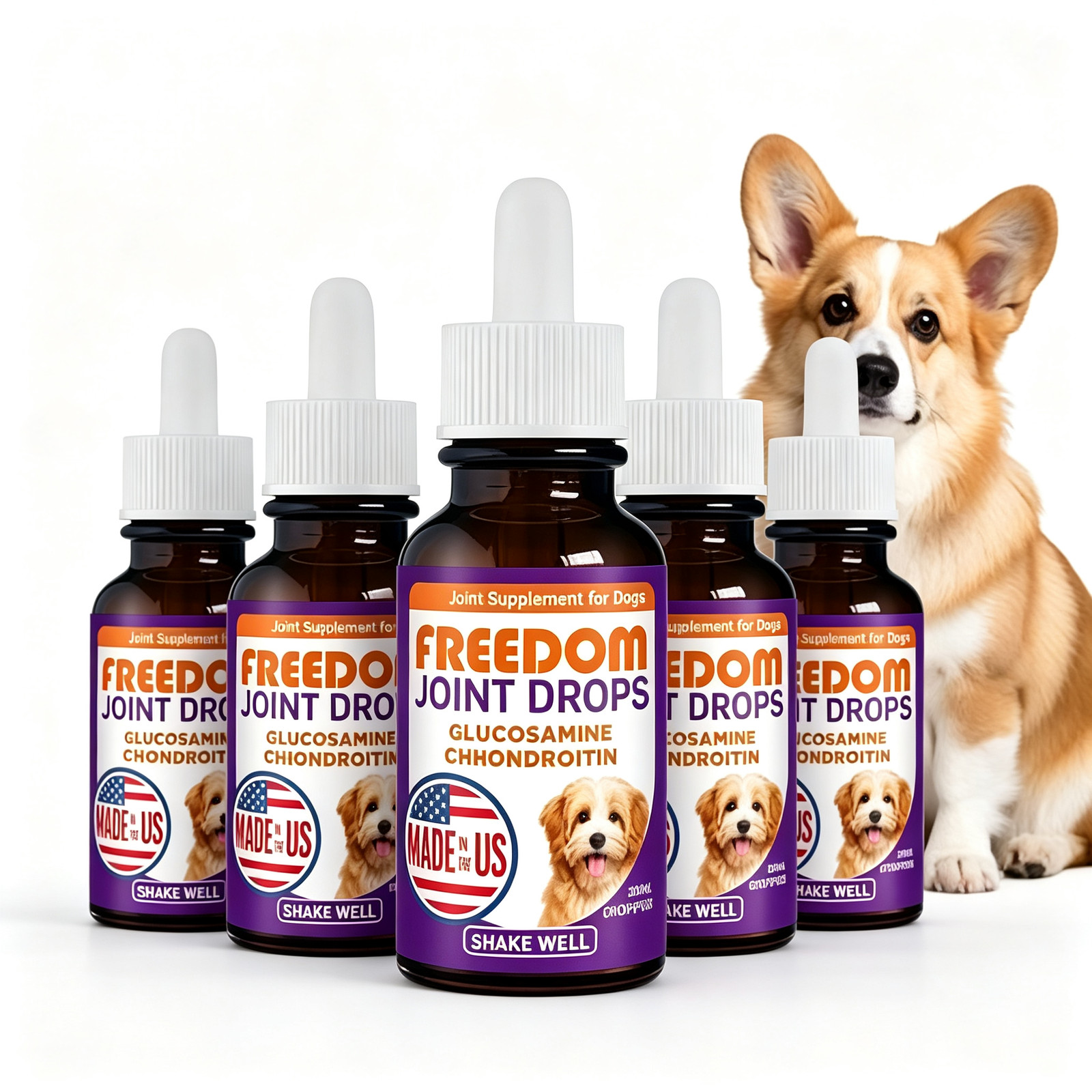 5-PACK Freedom Joint Drops For Dogs Glucosamine & Chondroitin, 30 Ml Dropper