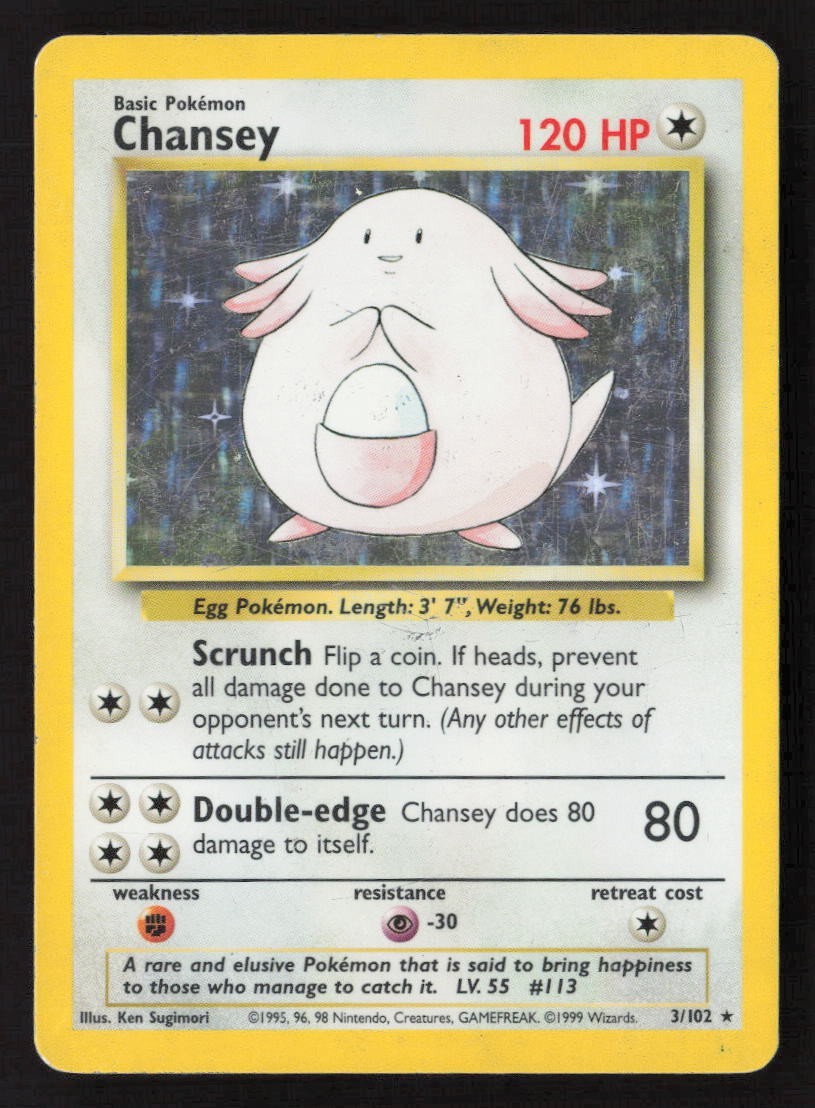 Chansey 003/102 Base Set Holo MP Chansey 003/102 Base Set Holo MP