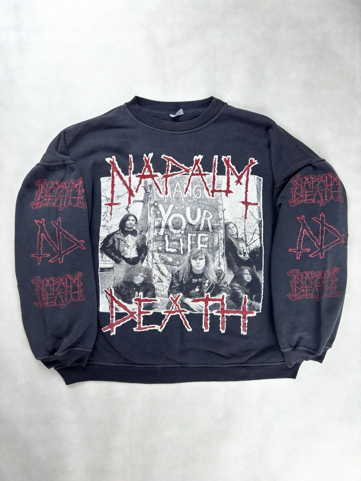 Vintage 1990s Napalm Death Extremely Rare Sweatshirt Distressed Collectible Vintage 1990s Napalm Death Extremely Rare Sweatshirt Distressed Collectible