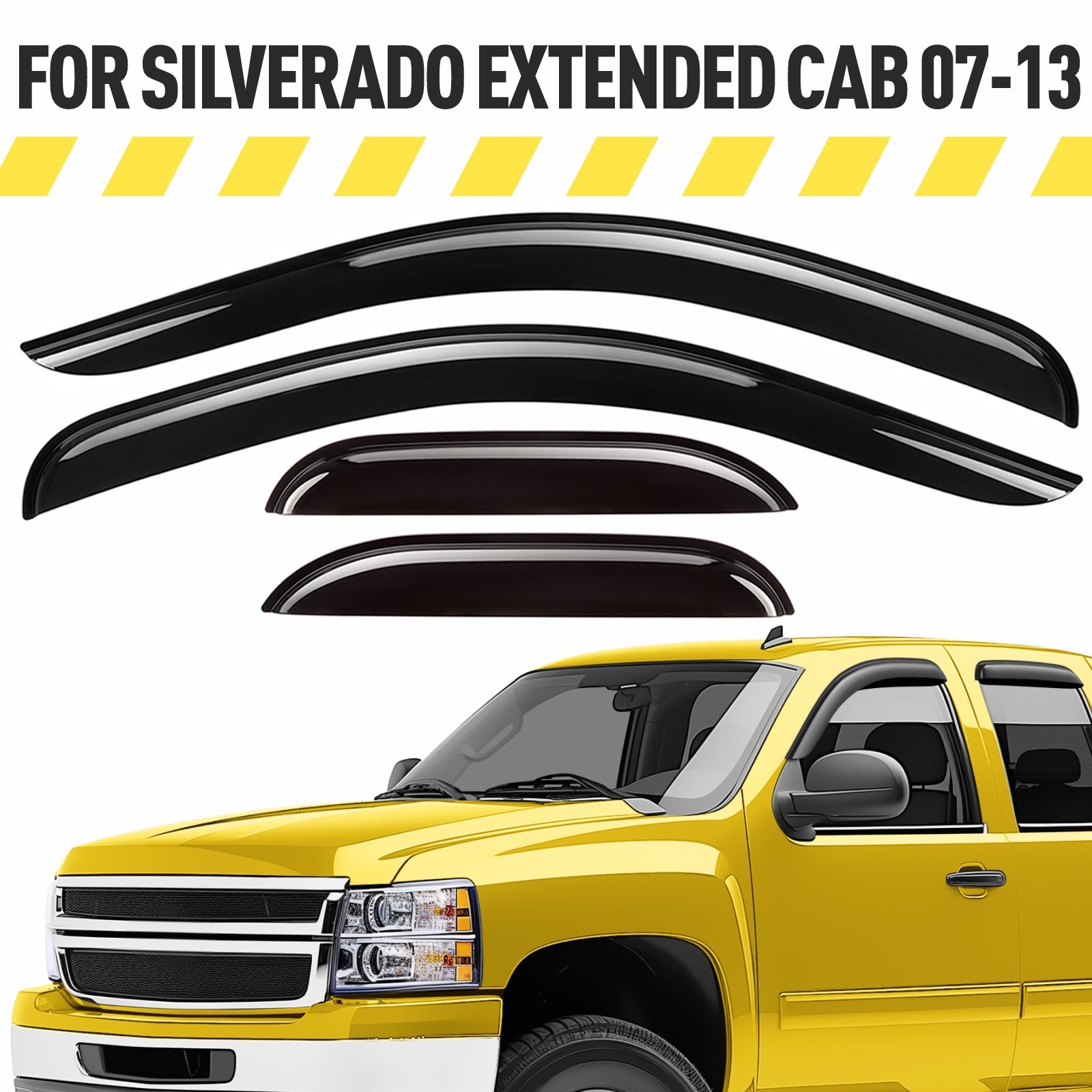 Rain Guards Vent Visors Shade for 2007-2013 Chevy Silverado Extended Cab