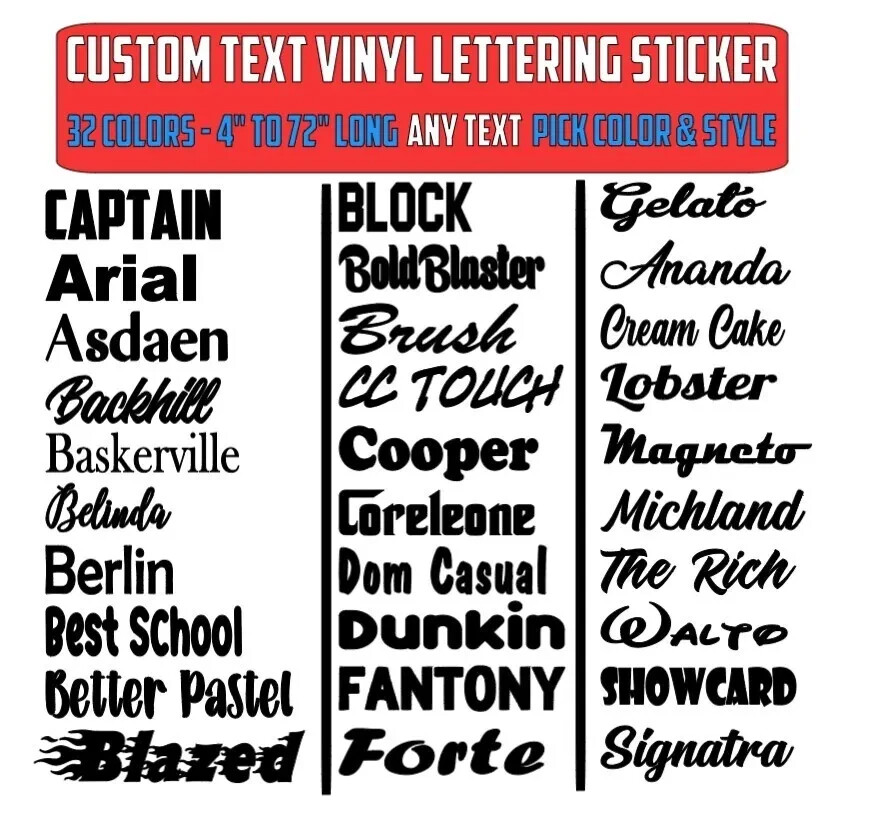 Custom Text Vinyl Lettering Sticker Decal Personalized -ANY TEXT - ANY NAME - [2