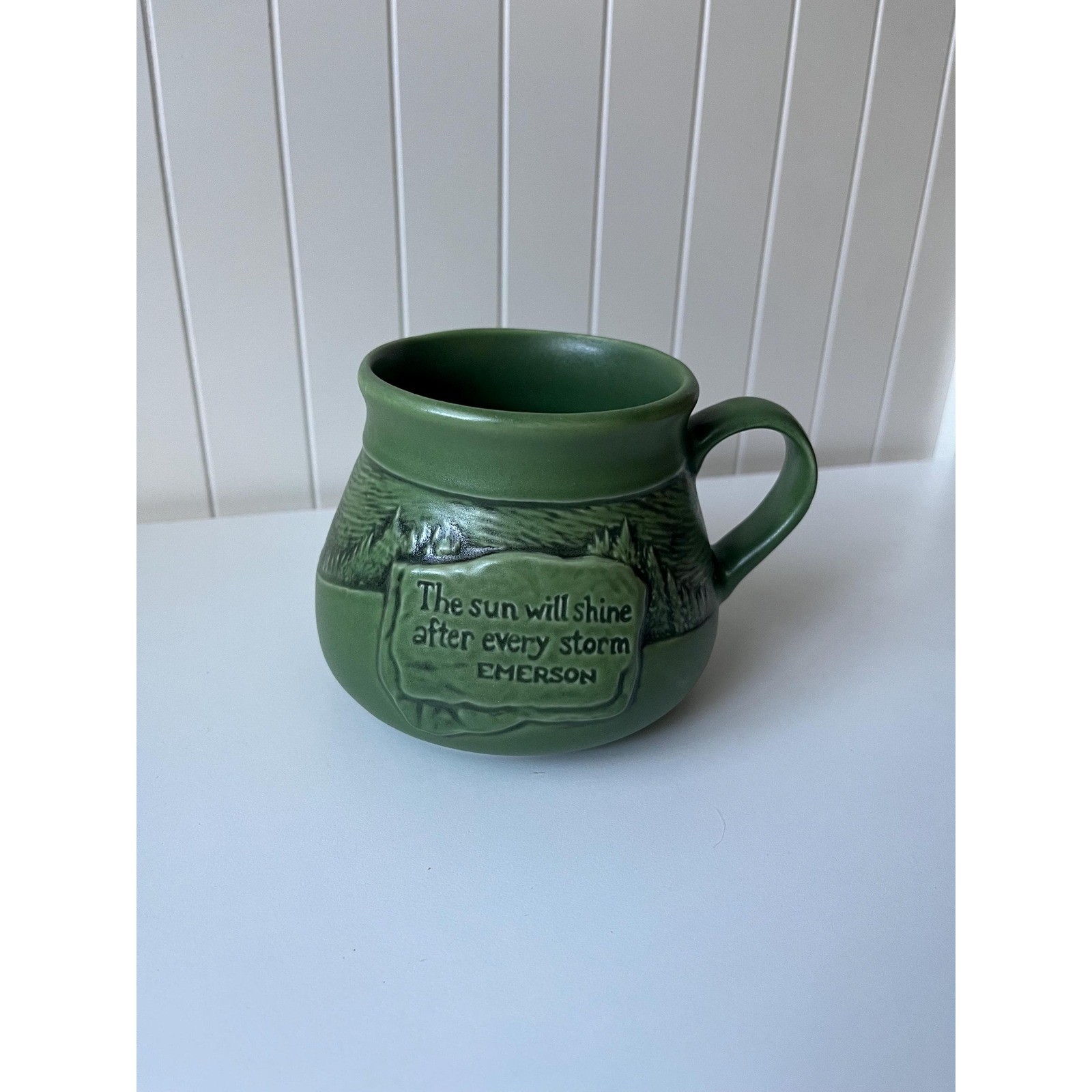 Rookwood Pottery Grove Park Inn Mug Green 2013 Emerson Quote Rookwood Pottery Grove Park Inn Mug Green 2013 Emerson Quote