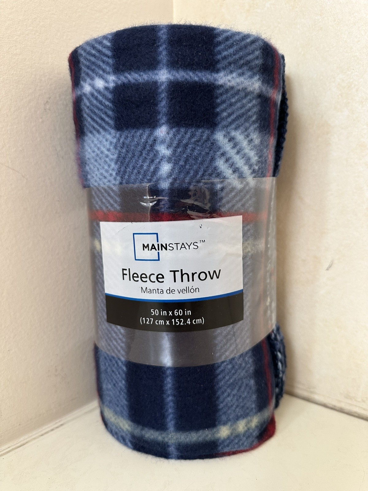 Mainstays Blue Plaid Fleece Throw 50in x 60in