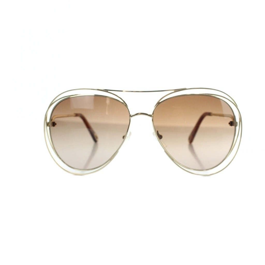 Excellent Chloe Gold Aviator Teardrop Sunglasses CE135S CE134S GY19 Auth Italy