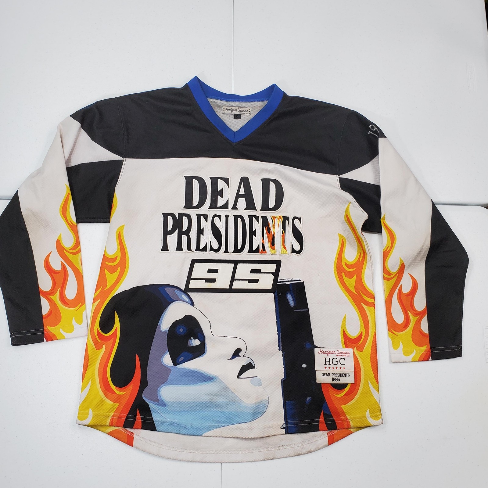 Dirty Headgear Classics Shirt Mens Large Dead Presidents 95 Flame Hockey Jersey