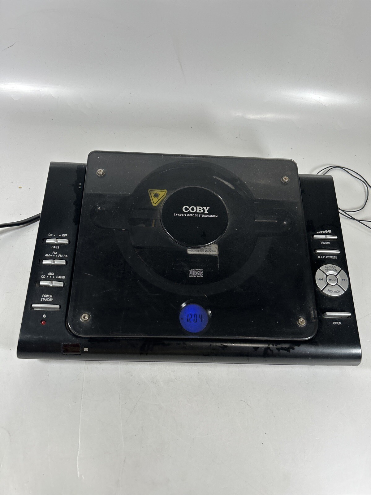 Coby CX-CD377 Mirco CD Stereo System AM FM Radio Repeat Random Program 