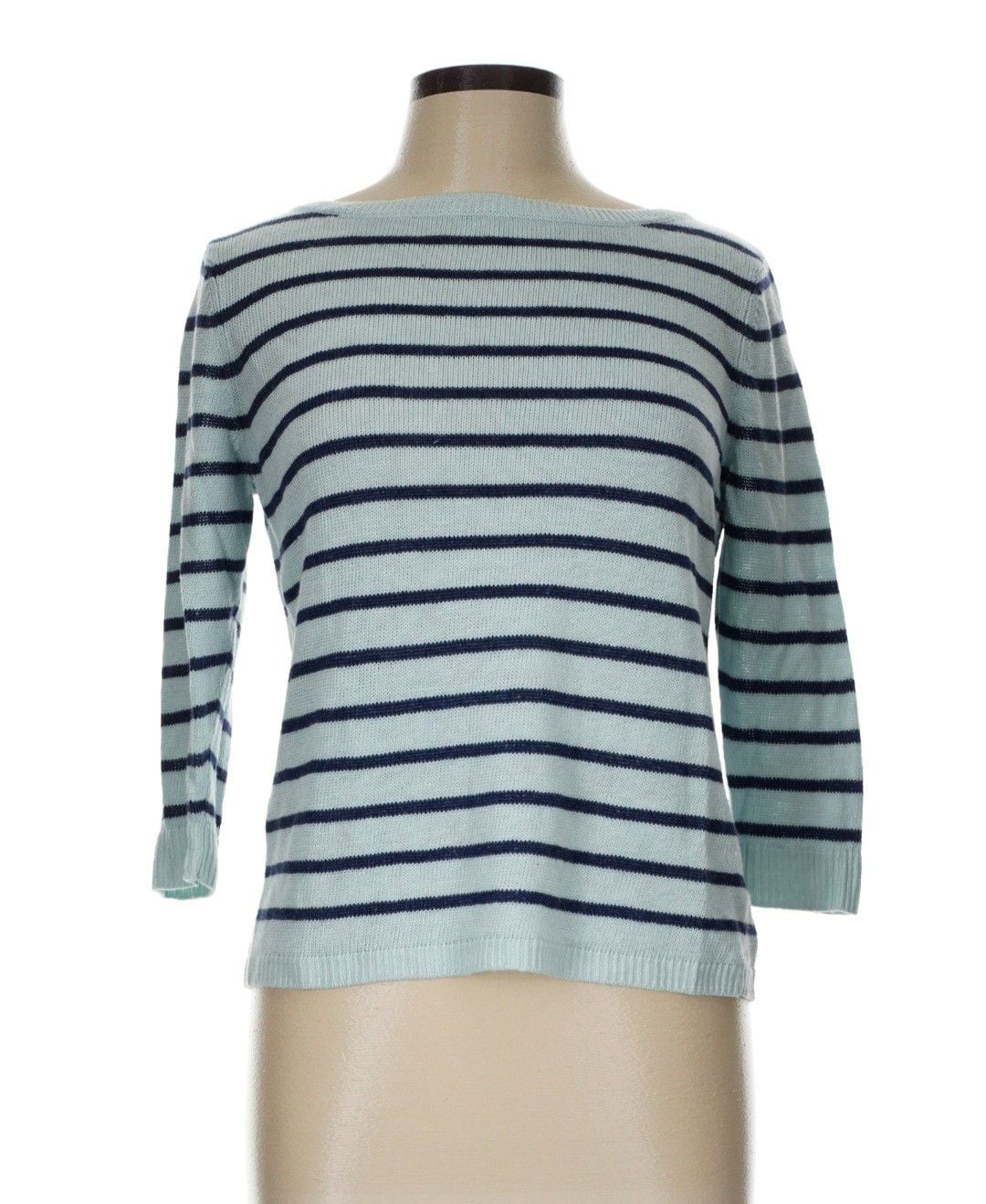 Talbots Sweater Size Lp Blue Striped Linen Talbots Sweater Size Lp Blue Striped Linen