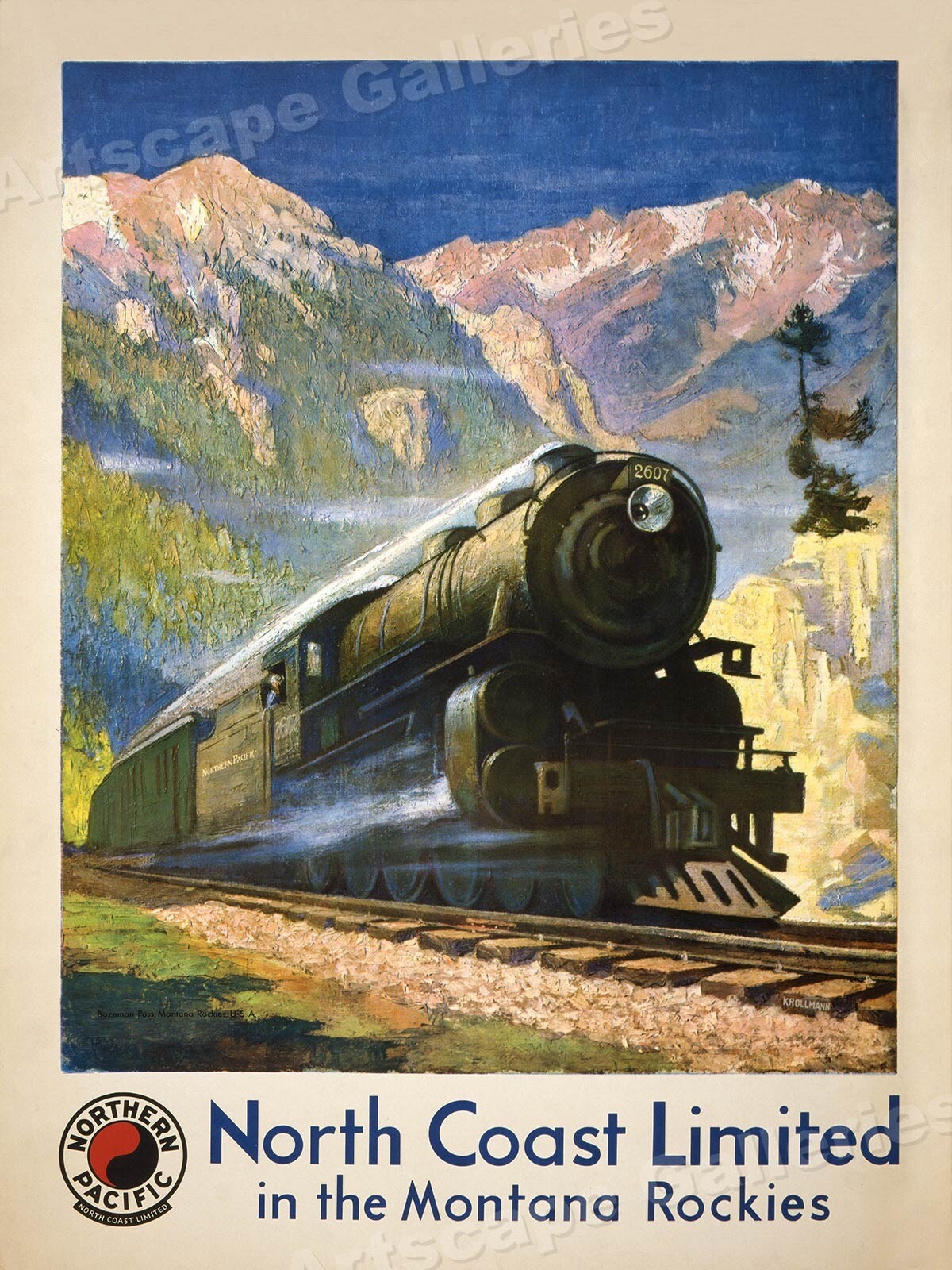 1929 “North Coast Limited” Vintage Style Montana Rockies Travel Poster - 18x24