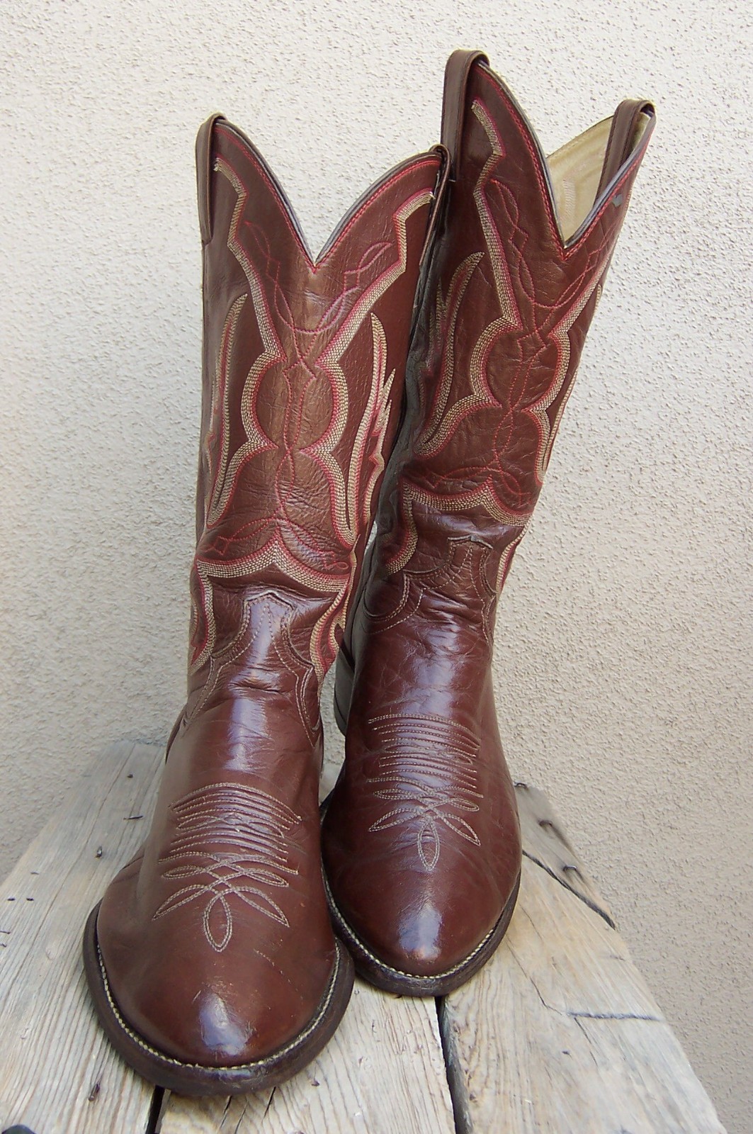 JUSTIN Mens Cowboy Western Boots Mahogany Brown Leather Ranch Riding Sz Size 10D JUSTIN Mens Cowboy Western Boots Mahogany Brown Leather Ranch Riding Sz Size 10D