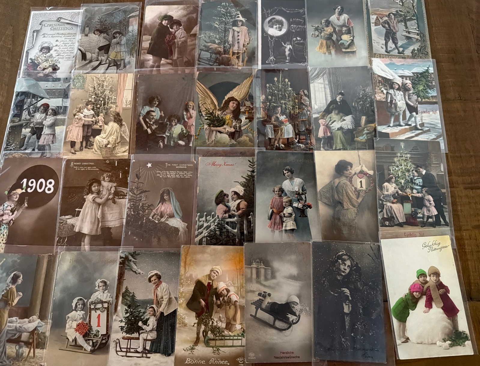 Lot of 31 Christmas & New Year Photos & Greetings~Vintage~Antique Postcards-s824