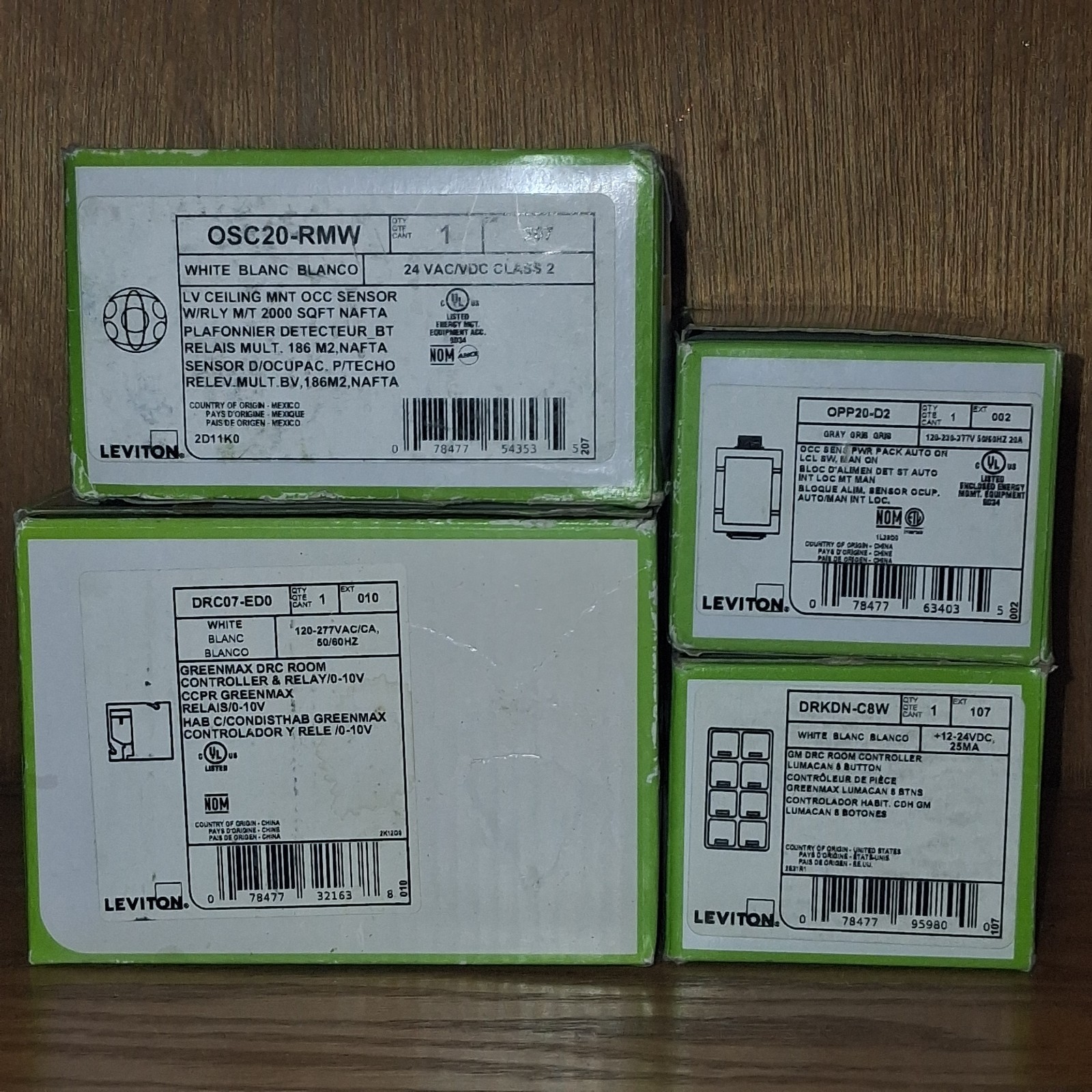 Leviton GreenMAX DRC Lighting Lot DRC07-ED0 DRKDN-C8W OSC20-RMW OPP20-D2 NIB