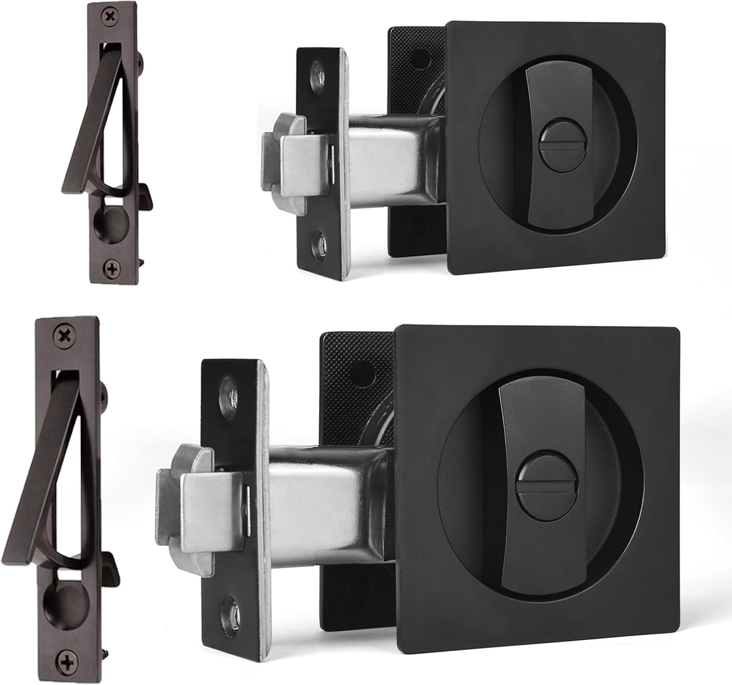 2 Pack Pocket Door Privacy Lock, Flush Handles, 2-3/8\ 2 Pack Pocket Door Privacy Lock, Flush Handles, 2-3/8\