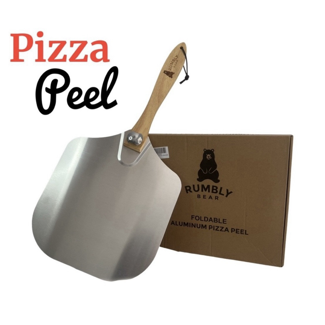 Rumbly Bear Aluminum Pizza Peel 12 Inch x 14 Inch with Folding Wood Handle Pizza Rumbly Bear Aluminum Pizza Peel 12 Inch x 14 Inch with Folding Wood Handle Pizza