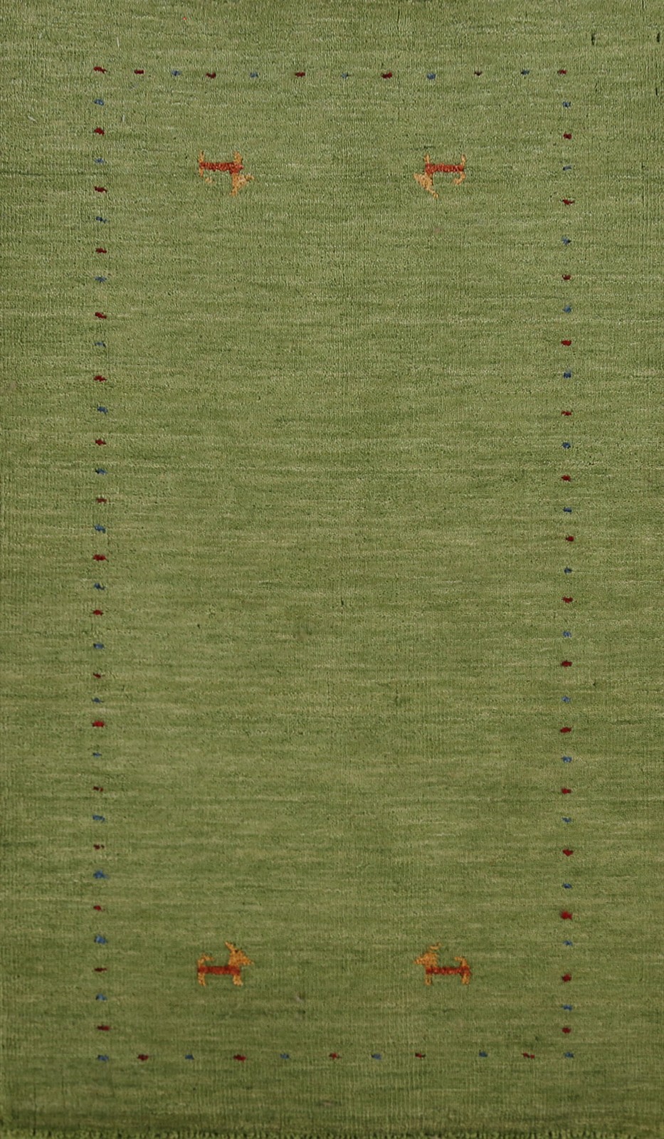 Artisan-crafted Green Gabbeh Accent Rug Wool Handmade Carpet 2x5 ft