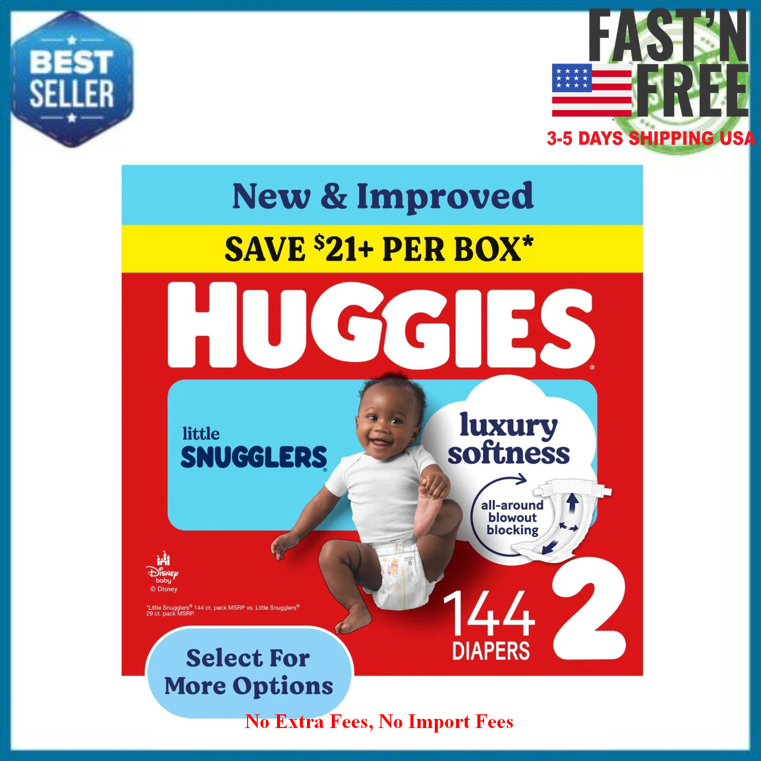 Huggies Little Snugglers Fragrance Free Baby Diapers, Size 2 , 144 Count, NEW Huggies Little Snugglers Fragrance Free Baby Diapers, Size 2 , 144 Count, NEW