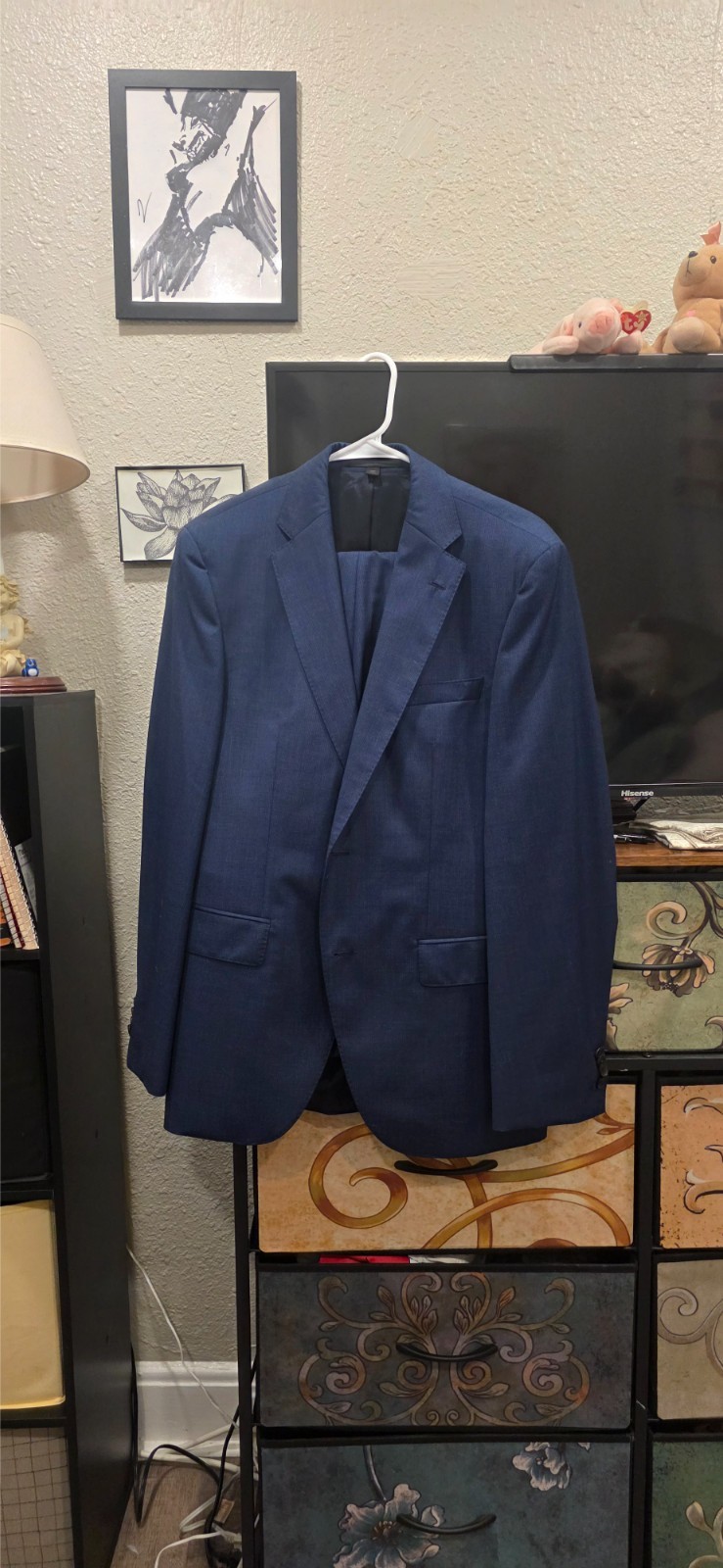 BOSS HUGO BOSS, Microcheck Navy, Reda Stretch Wool, EU48/US38 BOSS HUGO BOSS, Microcheck Navy, Reda Stretch Wool, EU48/US38