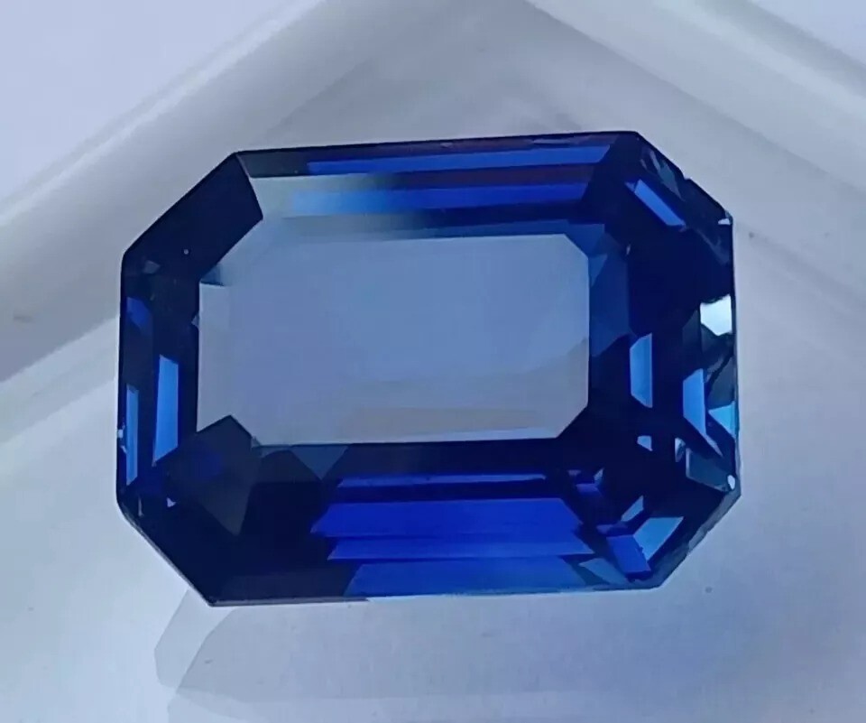 Natural Kashmiri Dark Blue Sapphire Emerald Cut Loose Gemstone Certified 13.5 Ct