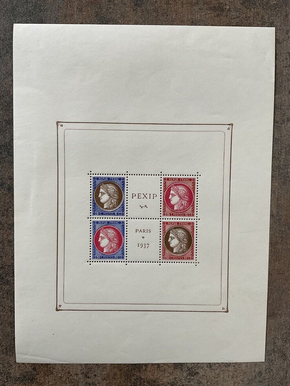 FRANCE 1937 BLOCK3 * unused CENTER IN FLAWLESS CONDITION ** MNH (Z9293