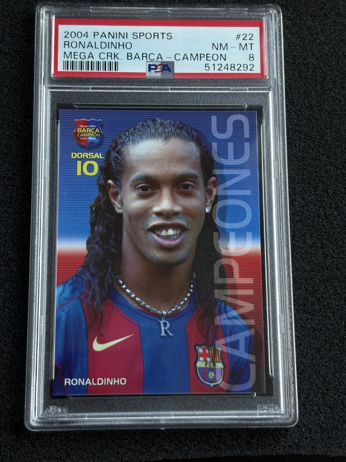 PSA 8 Ronaldinho 2004 Panini Mega Cracks Campions Catalan Version #22