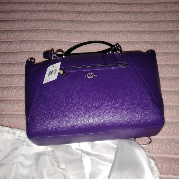 NWT Coach Vibrant Purple Leather Satchel