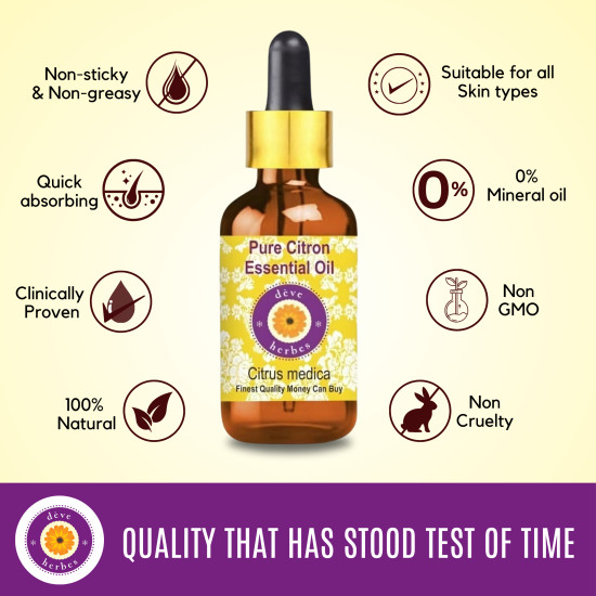 Citron Essential Oil 100% Pure Natural (Citrus Medica) Aromatherapy Skin