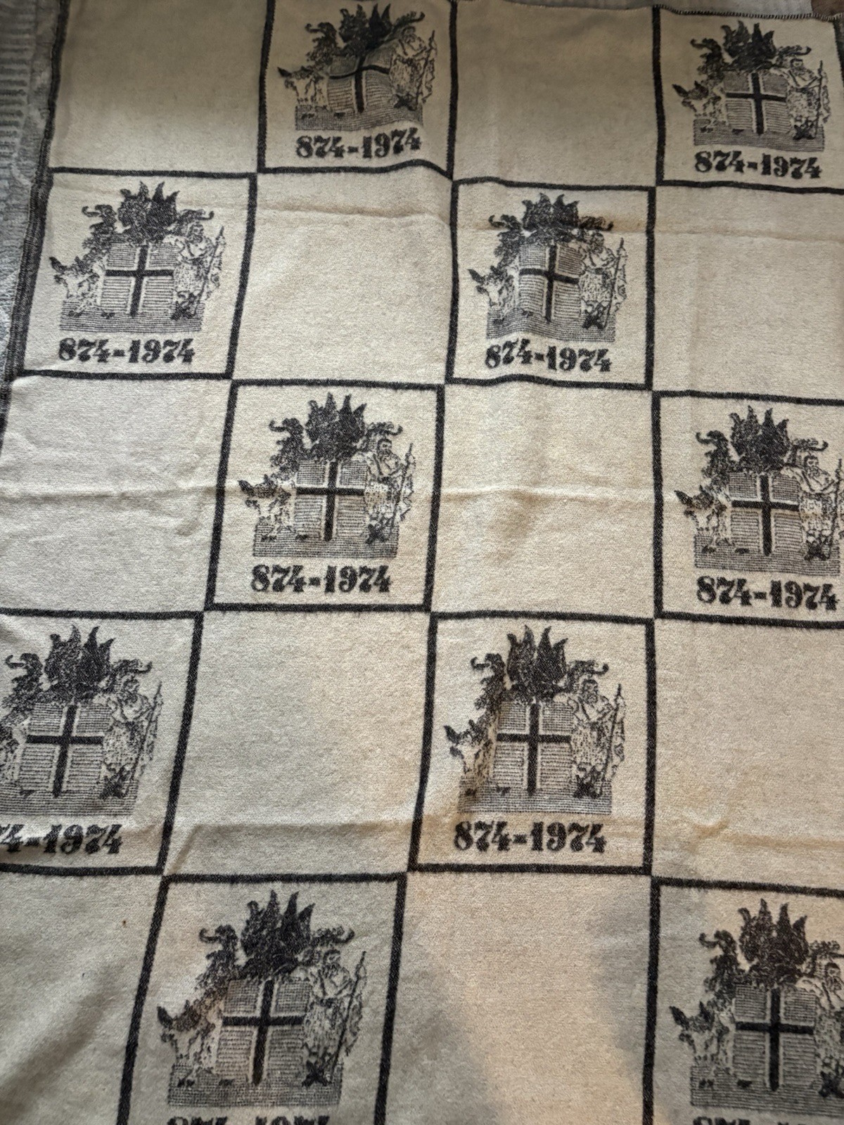 Vintage 1974 Norse 1100th Anniversary, Icelandic Wool Blanket Rare Mcm