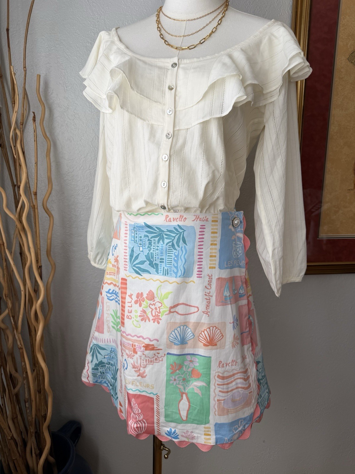 94~ NWT Prosperina Amalfi Coast Print Wrap Skirt - Size Large