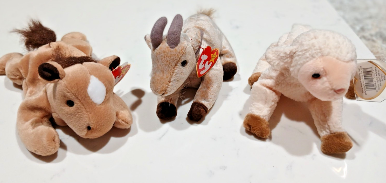 ty beanie babies Lot of 3-Derby/Ewey/Goatee-MWMT-All Retired ty beanie babies Lot of 3-Derby/Ewey/Goatee-MWMT-All Retired