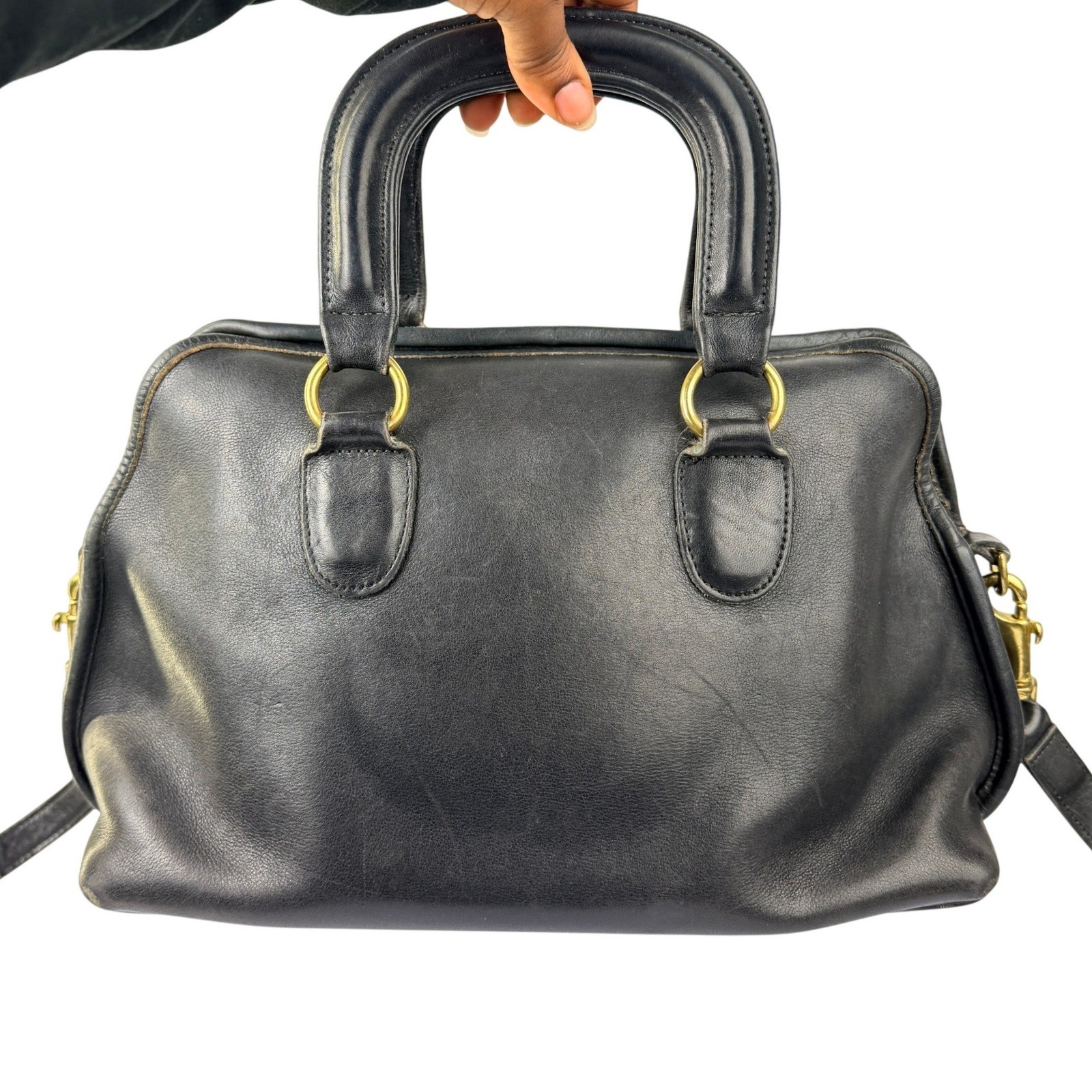 Vintage Coach Black Glove Tanned Leather Binocular Bag 9853 Crossbody Satchel US