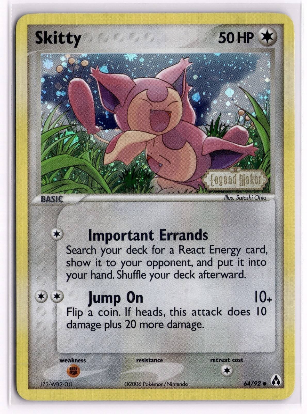 Skitty Legend Maker Colorless Reverse Holo 64/92 NM Skitty Legend Maker Colorless Reverse Holo 64/92 NM