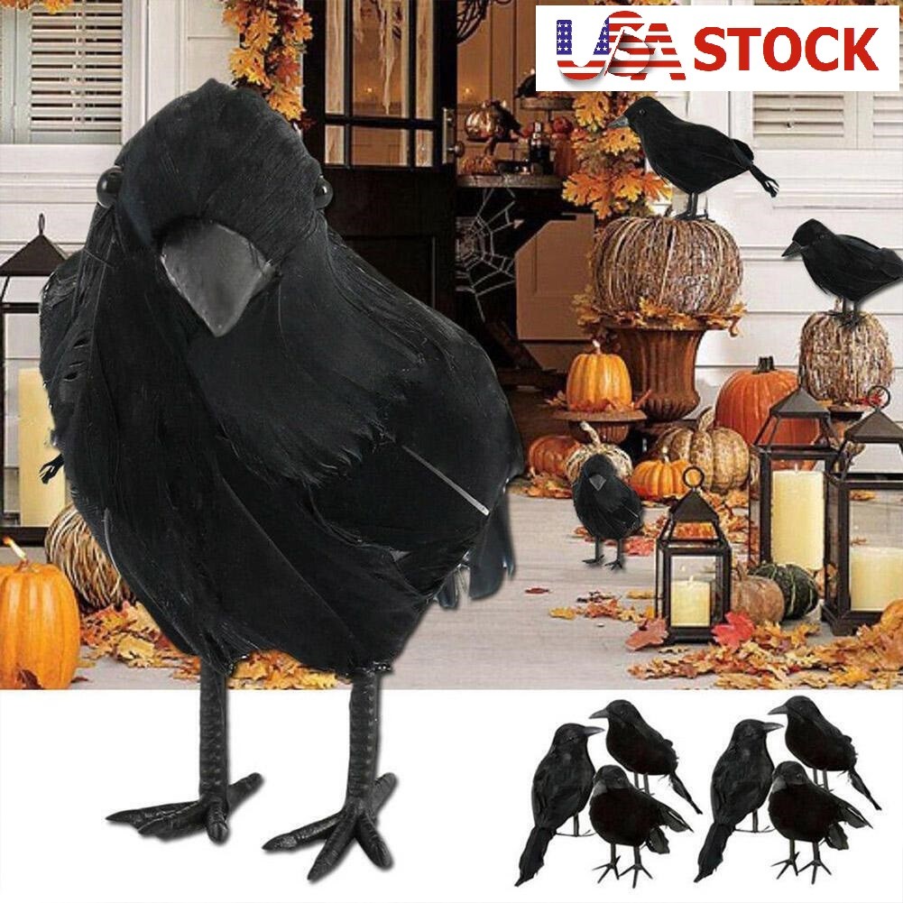 16× Halloween Lifelike Black Raven Fake Crow Fake Bird Hunting House Decor 4*7in