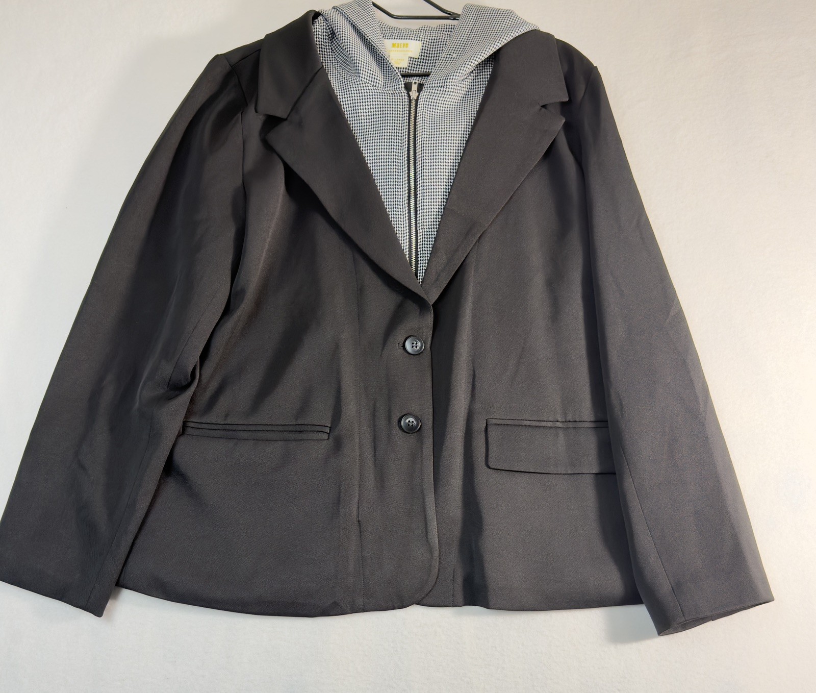 Maeve by Anthropologie Black Blazer with Houndstooth Hood Size XL Maeve by Anthropologie Black Blazer with Houndstooth Hood Size XL