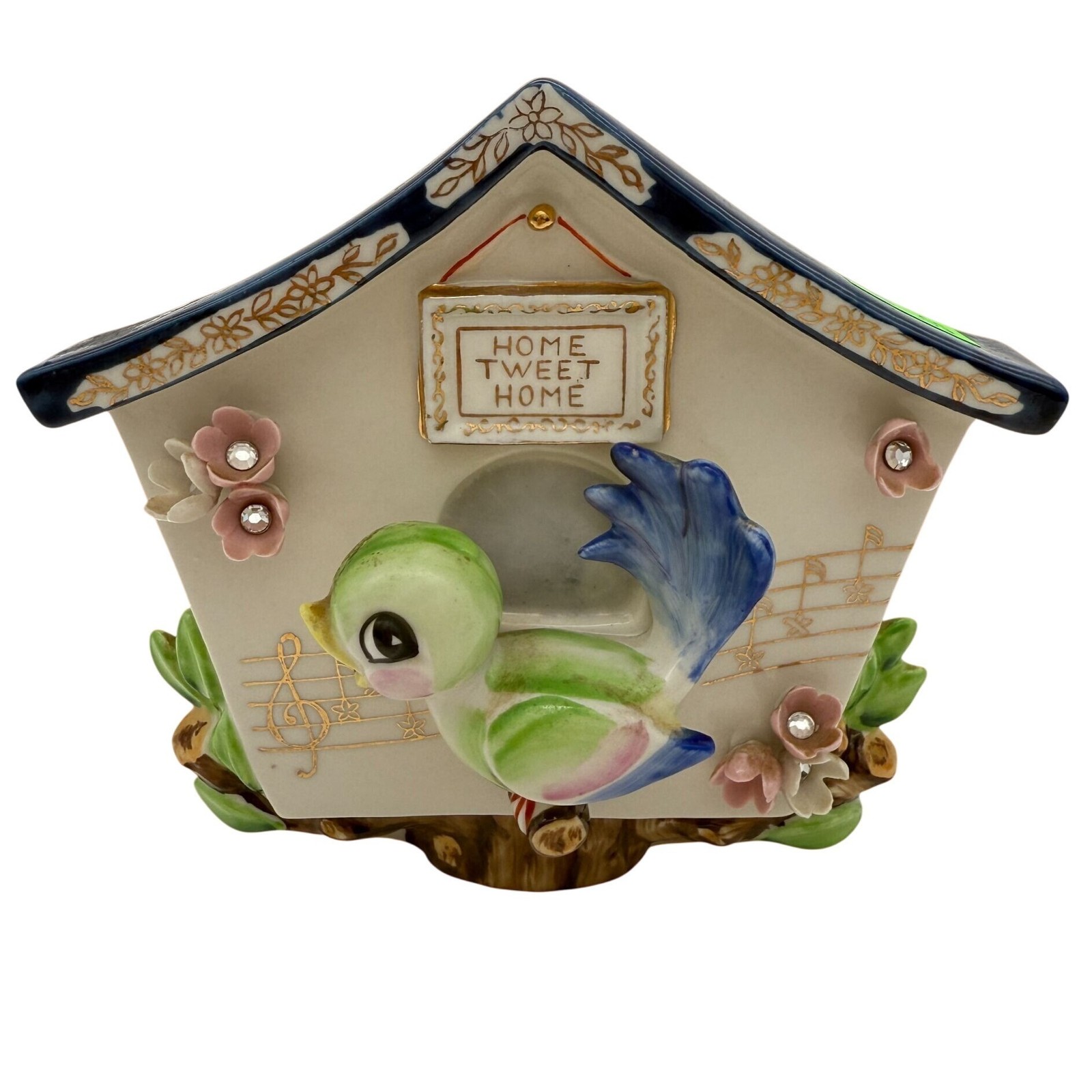 Vtg Lefton Home Tweet Home Birdhouse Wall Pocket Figural Planter Hand Painted