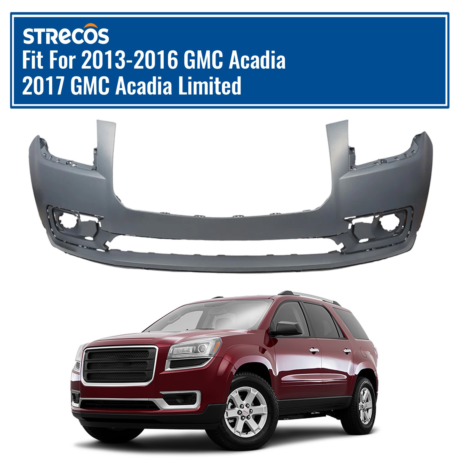 Primed Front Upper Bumper Cover For 2013-2016 GMC Acadia & 2017 Limited 23350830 Primed Front Upper Bumper Cover For 2013-2016 GMC Acadia & 2017 Limited 23350830