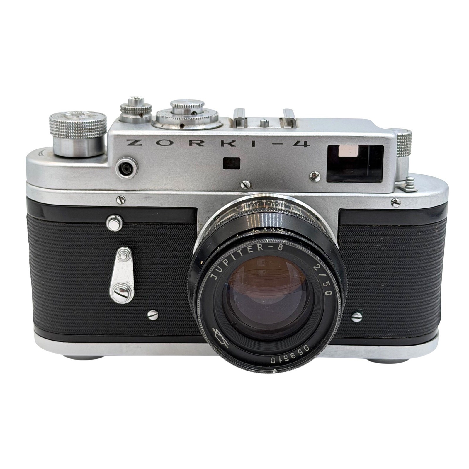 Zorki-4 35mm Rangefinder Camera W/ Jupiter-8 2/50 Lens USSR Vintage Silver Black Zorki-4 35mm Rangefinder Camera W/ Jupiter-8 2/50 Lens USSR Vintage Silver Black