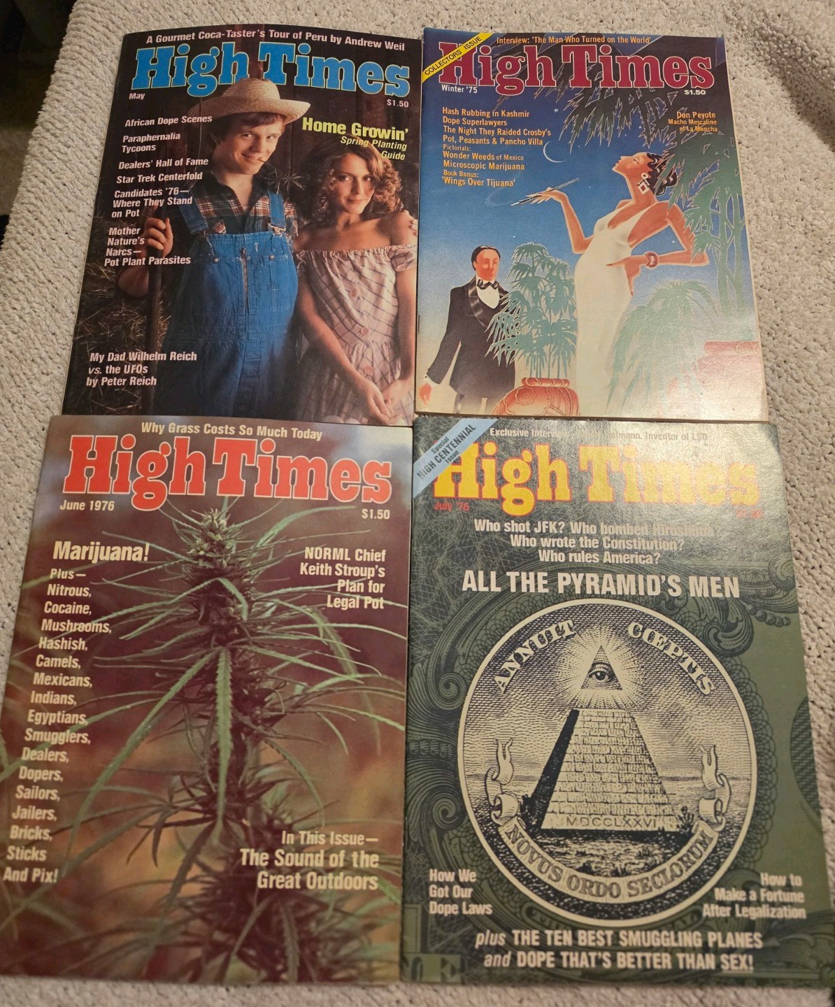Vintage High Times Magazine Lot 1975–1976 Early Issues #3 #9 #10 #11 Vintage High Times Magazine Lot 1975–1976 Early Issues #3 #9 #10 #11