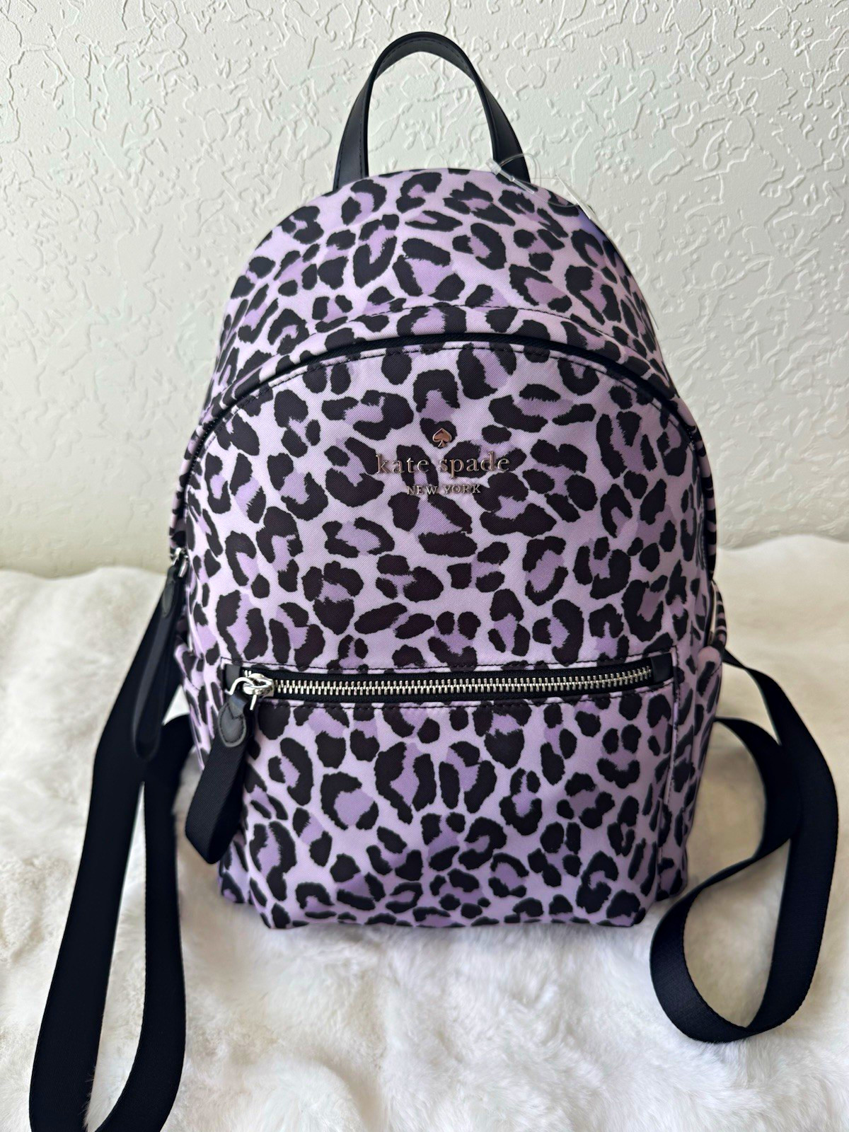 Kate Spade New York Chelsea Medium Backpack Spotted Leopard Violet Purple/Black