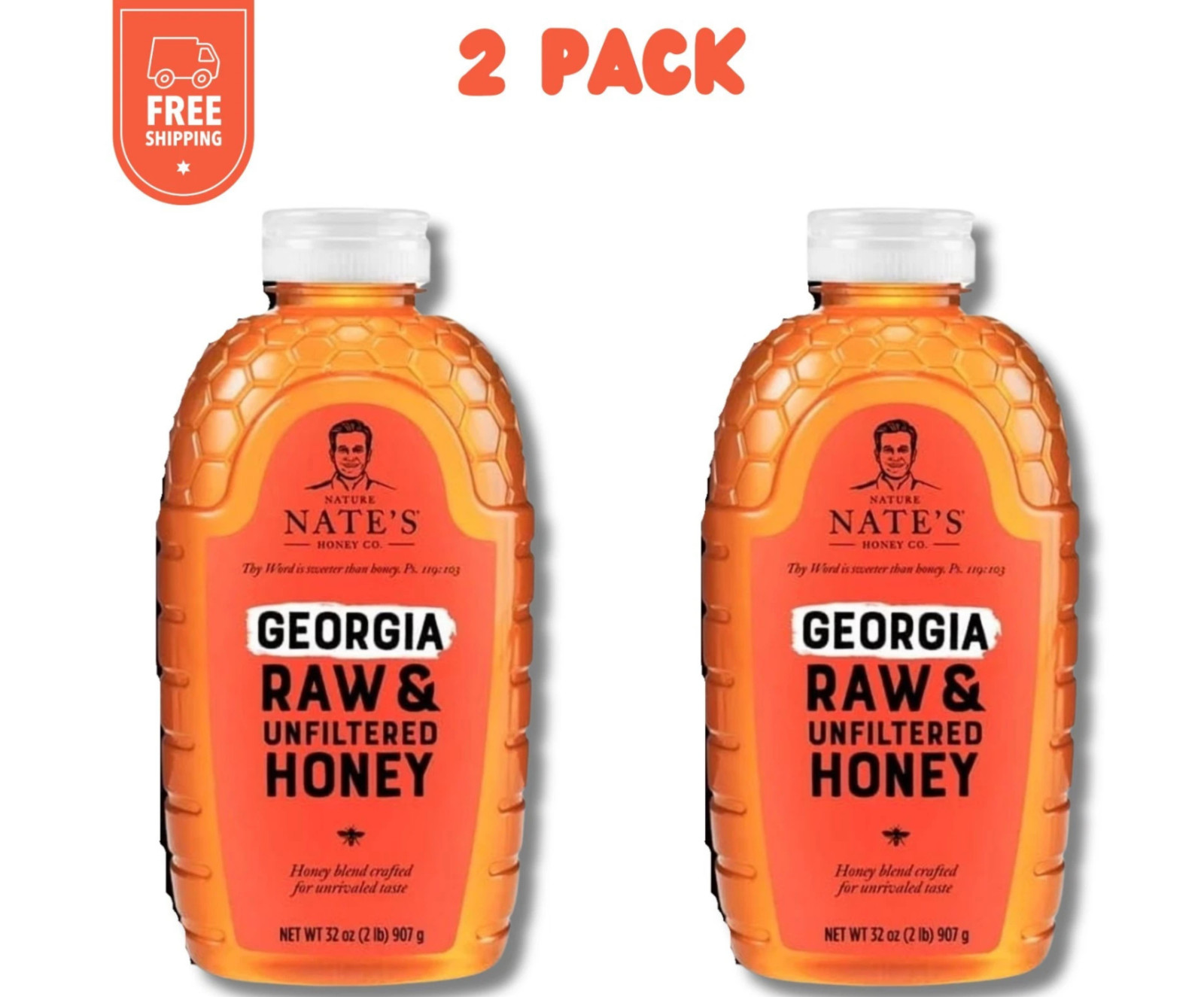 Pack of 2- Nature Nate\'s Georgia Honey: 100% Pure, Raw and Unfiltered Honey Pack of 2- Nature Nate\'s Georgia Honey: 100% Pure, Raw and Unfiltered Honey