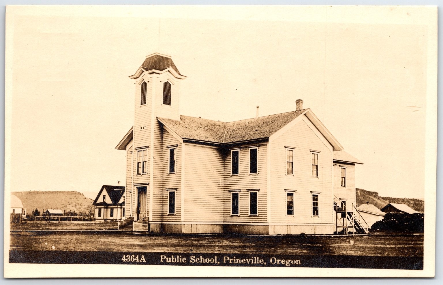 RPPC Prineville Oregon Public School 1907 Bell Tower Postmarked 1911