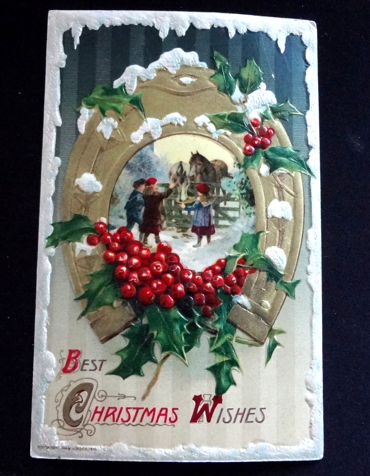John Winsch Vintage Embossed Christmas Card 1910
