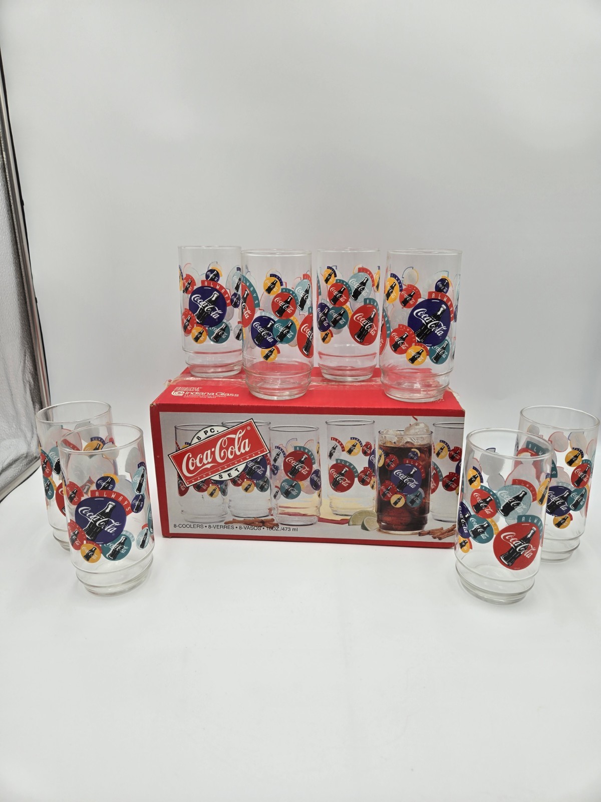 Vintage Coca-Cola Glasses Set of 8 Indiana Glass (A3) Vintage Coca-Cola Glasses Set of 8 Indiana Glass (A3)