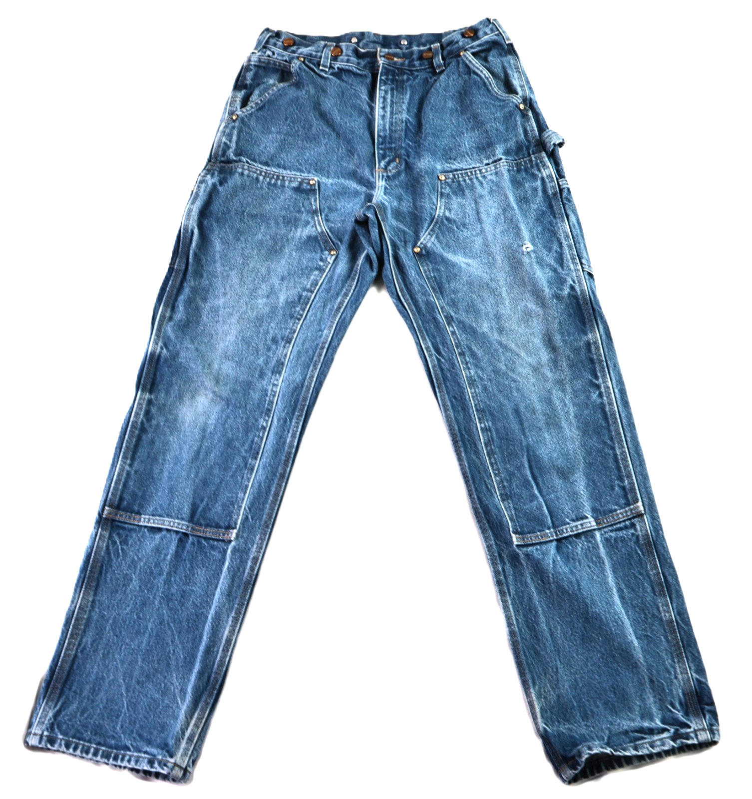 CARHARTT B07 US 32 X 34 Blue Denim Double Knee Logger Jeans Carpenter Pants