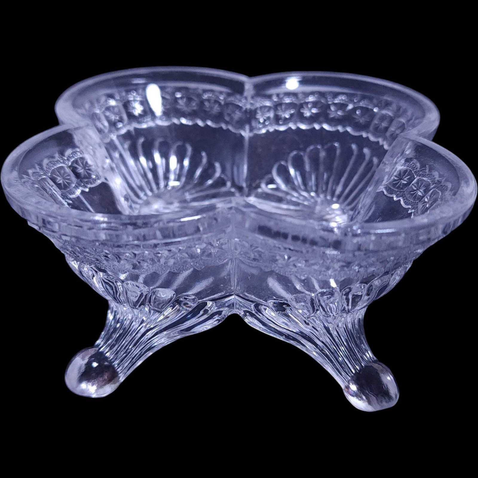 1881 EAPG King, Son & Co. Glass Footed Berry Bowl Banded Star