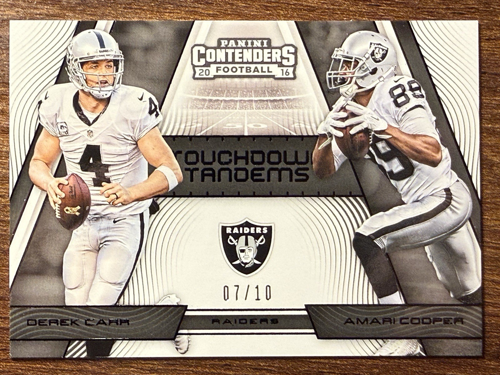 2016 Contenders Derek Carr Amari Cooper #\'d /10 Black Touchdown Tandems #7 SP