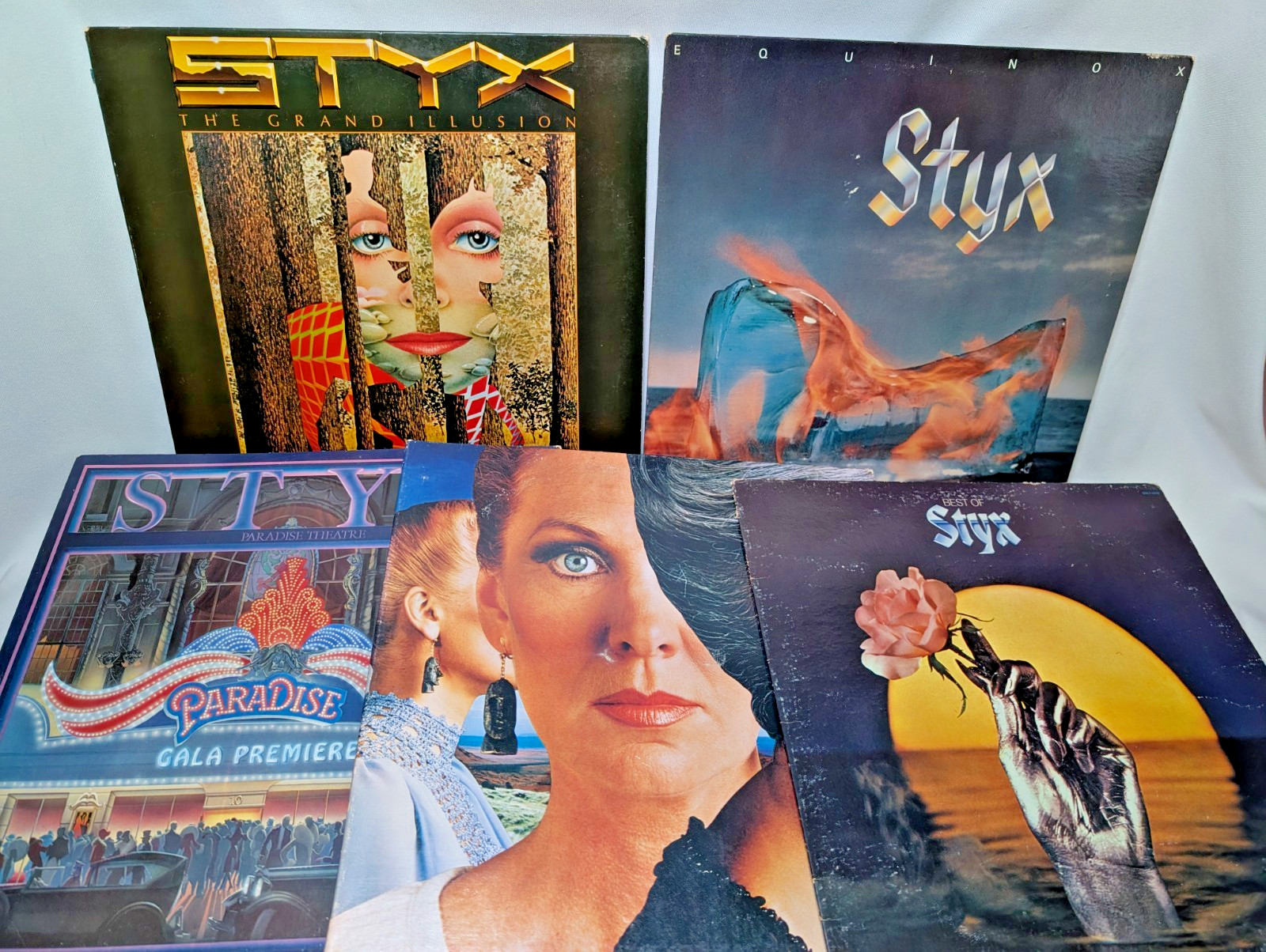 STYX Vinyl LP Lot 5 Albums Pieces Of Best Of Paradise Theater Equinox Illusion STYX Vinyl LP Lot 5 Albums Pieces Of Best Of Paradise Theater Equinox Illusion