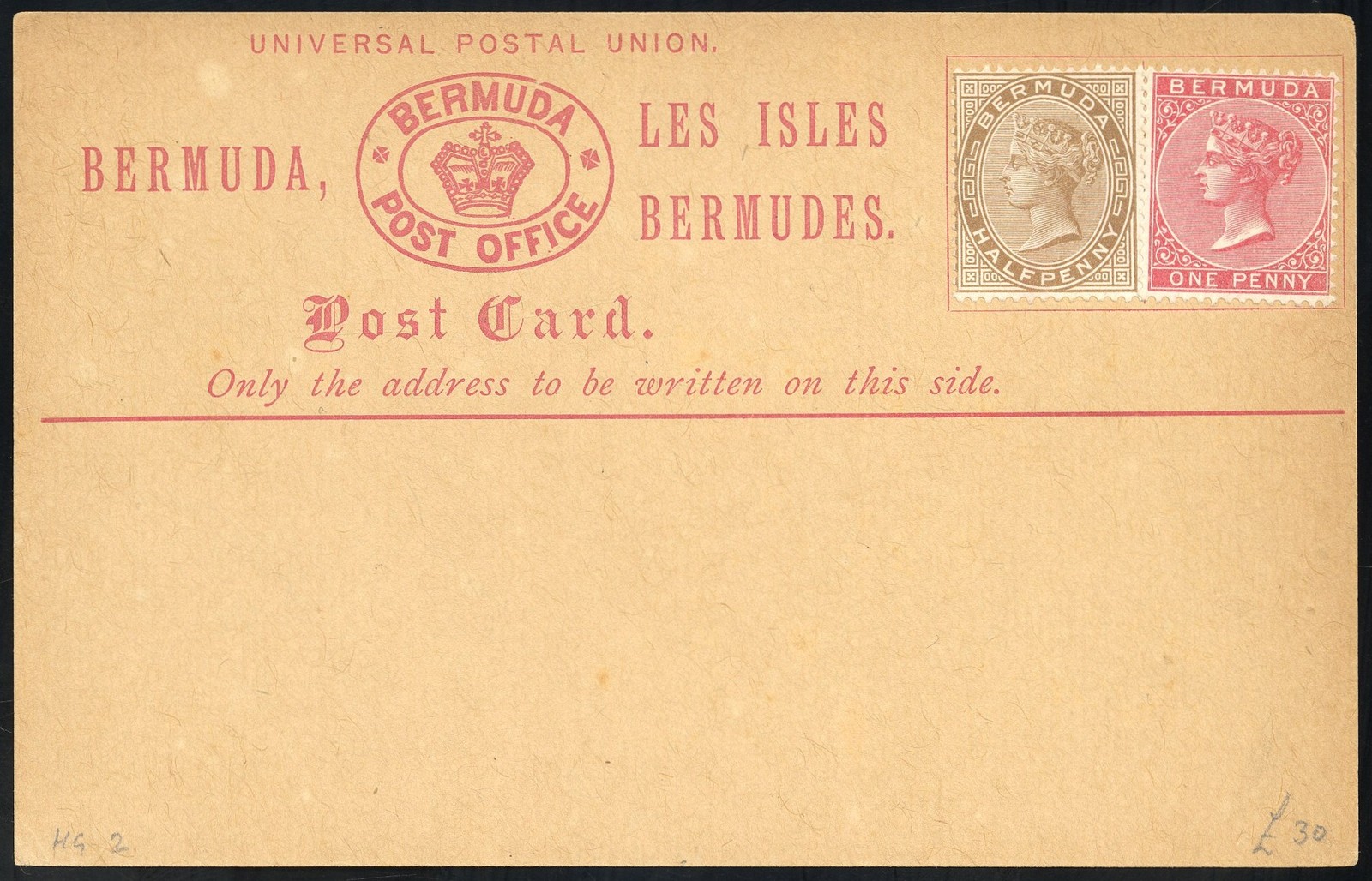 Bermuda Stamps # SC2a Superb Early Mint Postal Card Rare Light Variation Bermuda Stamps # SC2a Superb Early Mint Postal Card Rare Light Variation