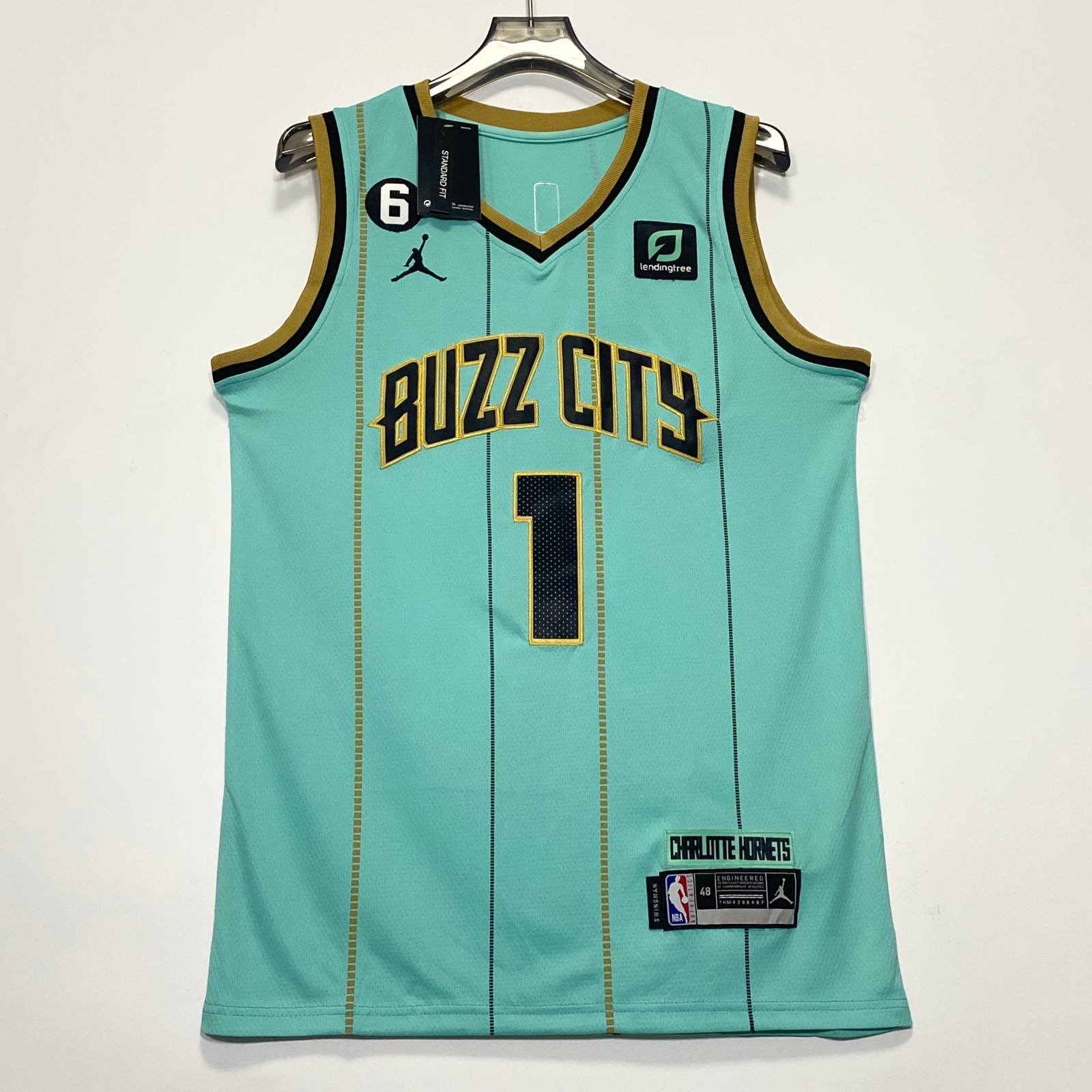 LaMelo Ball #1 Green Stripe Jersey Embroidery Style Brand New LaMelo Ball #1 Green Stripe Jersey Embroidery Style Brand New