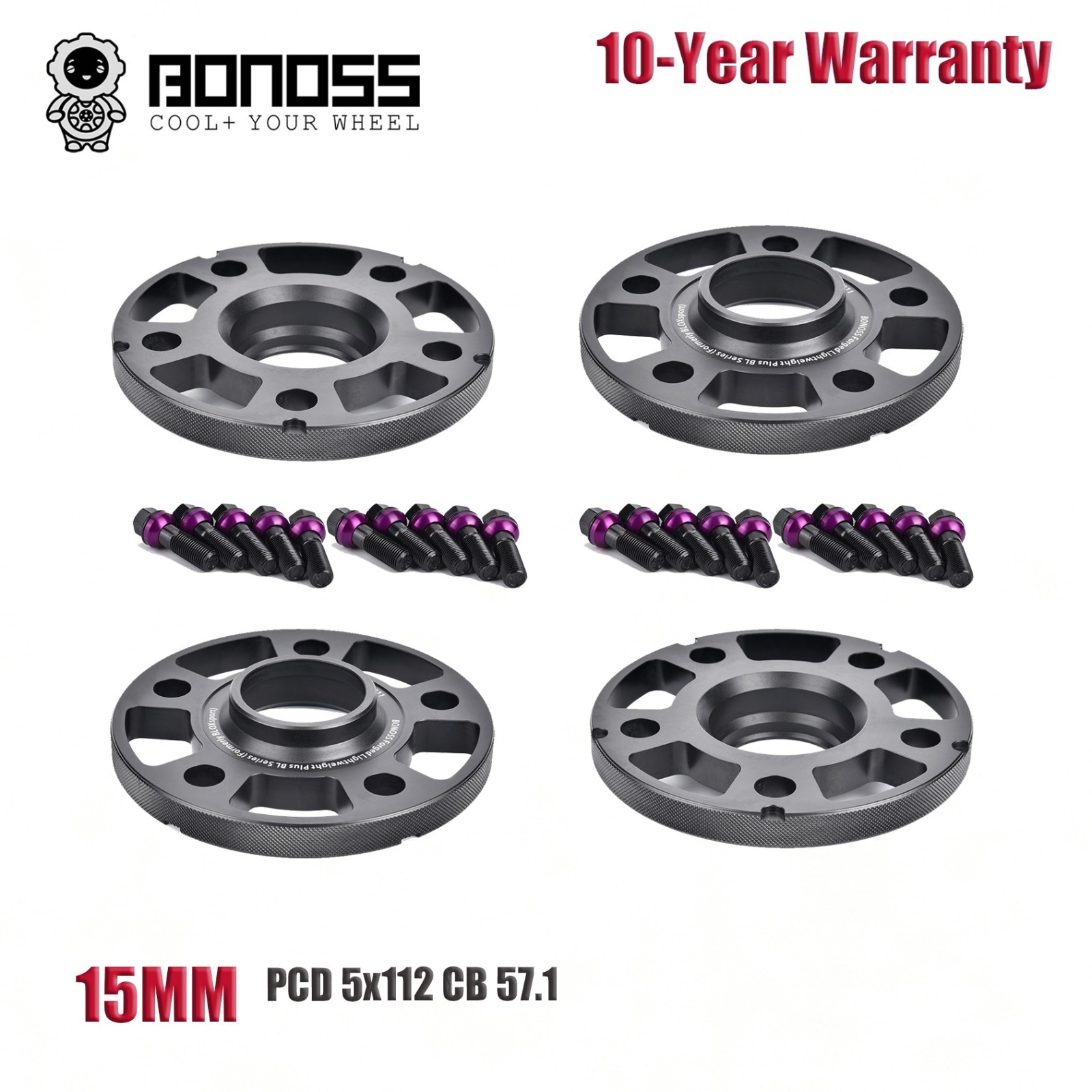 15mm 4pc BONOSS Wheel Spacers for Audi A3 A6 S6 RS6 A8 S8 Q2 SQ2 Q3 Q4 Q6 R8 TT